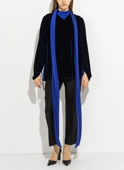 Блуза от кадифе и макси панделка Lanvin — снимка 4