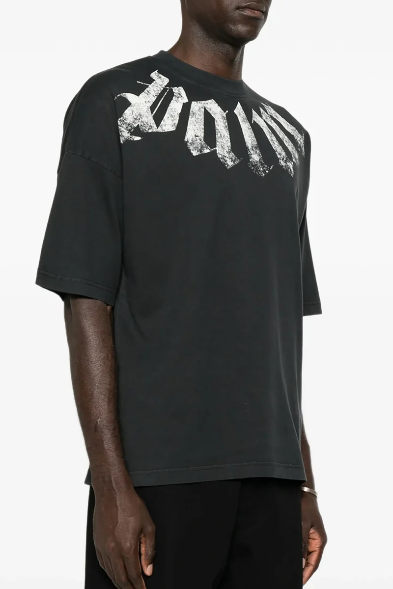 T-Shirt Big Neck Logo Loose PAMAA003JR001-1003 black-off white — снимка 2