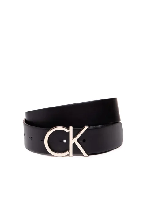Колан Ck Adj.Logo 3.5Cm K60K602141 910 black leather & light gold buc