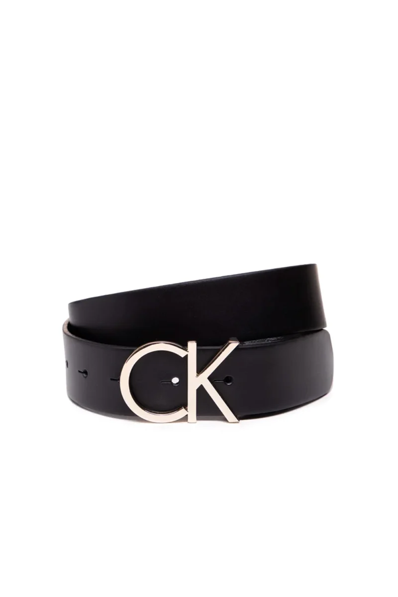 Колан Ck Adj.Logo 3.5Cm K60K602141 910 black leather & light gold buc