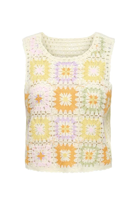 Top Onlbolette Crochet Tank 15375993 11-4201 TCX cloud dancer