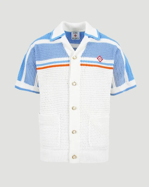 Cotton Tennis Short-Sleeve Crochet Shirt