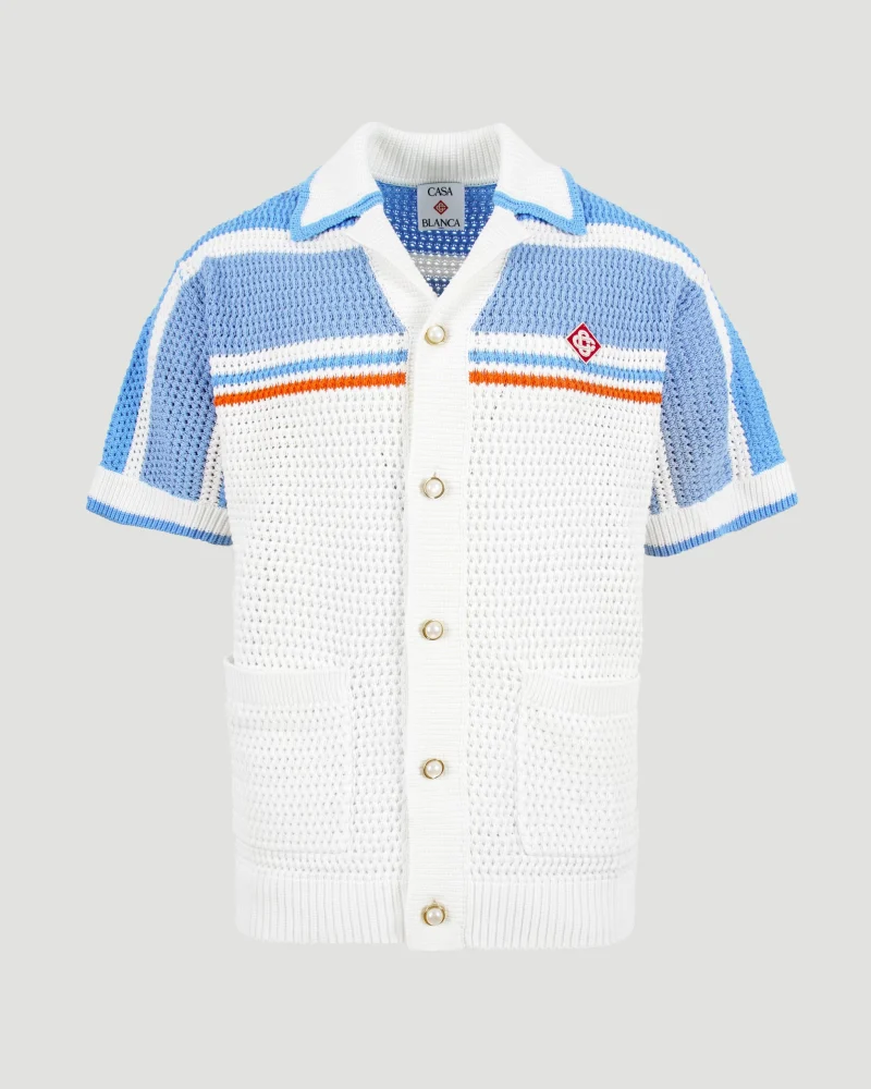 Cotton Tennis Short-Sleeve Crochet Shirt