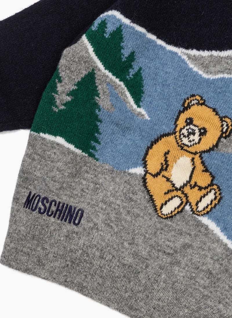 Пуловер от вълна с принт Moschino Kids — снимка 3