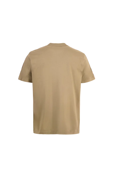 Check Trim Cotton T-Shirt in Green — снимка 2