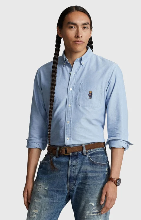 Памучна риза с бродиран Polo Bear джоб