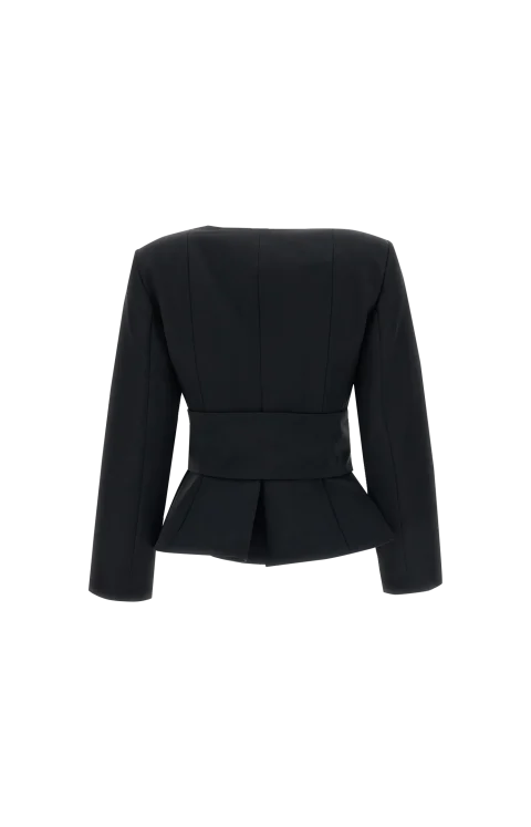Belted Peplum Jacket in Black — снимка 4