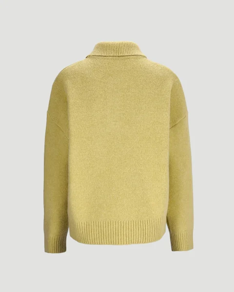 Alpaca Ami de Coeur Polo Sweater in Lime — снимка 2
