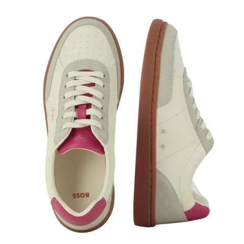 Дамски Сникърс BOSS – 50563385 EVERLYNN TENN PUMF OPEN WHITE — снимка 5