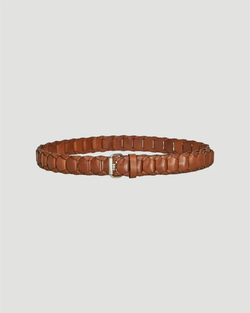 Woven Leather Belt in Brown