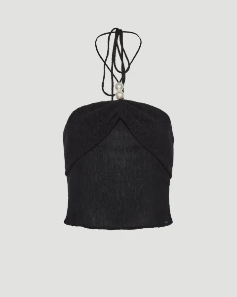 Pearl Halterneck Tube Top in Black