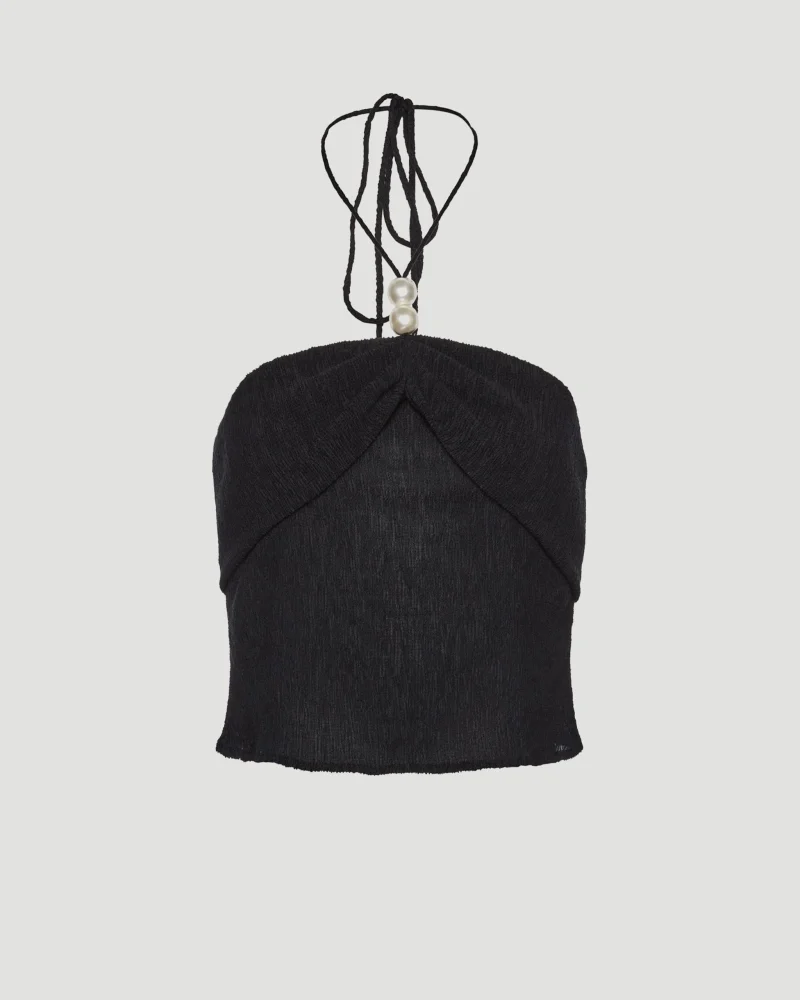 Pearl Halterneck Tube Top in Black