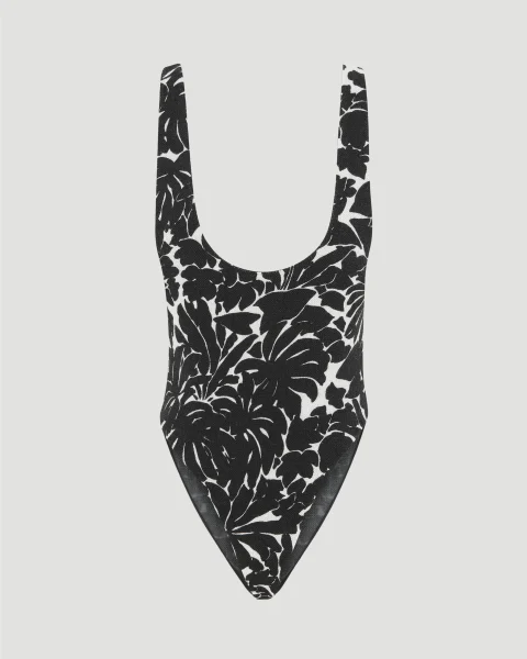 Scoop-Neck Bodysuit in Palm Jersey