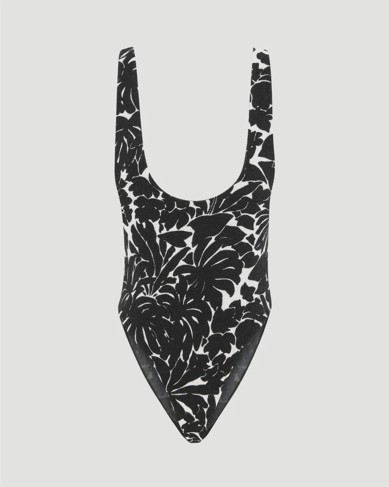 Scoop-Neck Bodysuit in Palm Jersey
