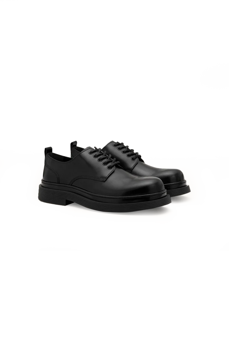 Leather Derbies Shoes in Black — снимка 2