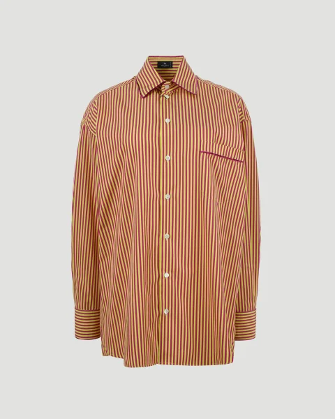 Straight Fit Striped Cotton Shirt