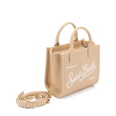 Дамска бежова мини чанта Vanity SAINT BARTH — снимка 5