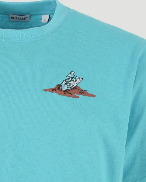 Sleeping Knight Cotton T-Shirt in Blue — снимка 3