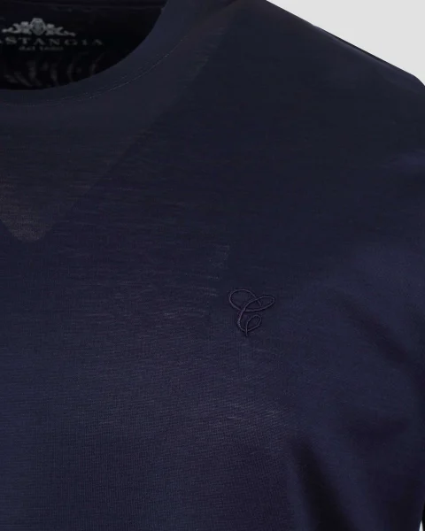 Cotton T-Shirt in Dark Blue — снимка 2