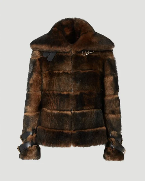 Brown Dorsato Shearling and Nappa Leather Jacket