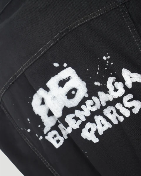 Hand Drawn BB Icon Oversized Jacket in Black — снимка 3