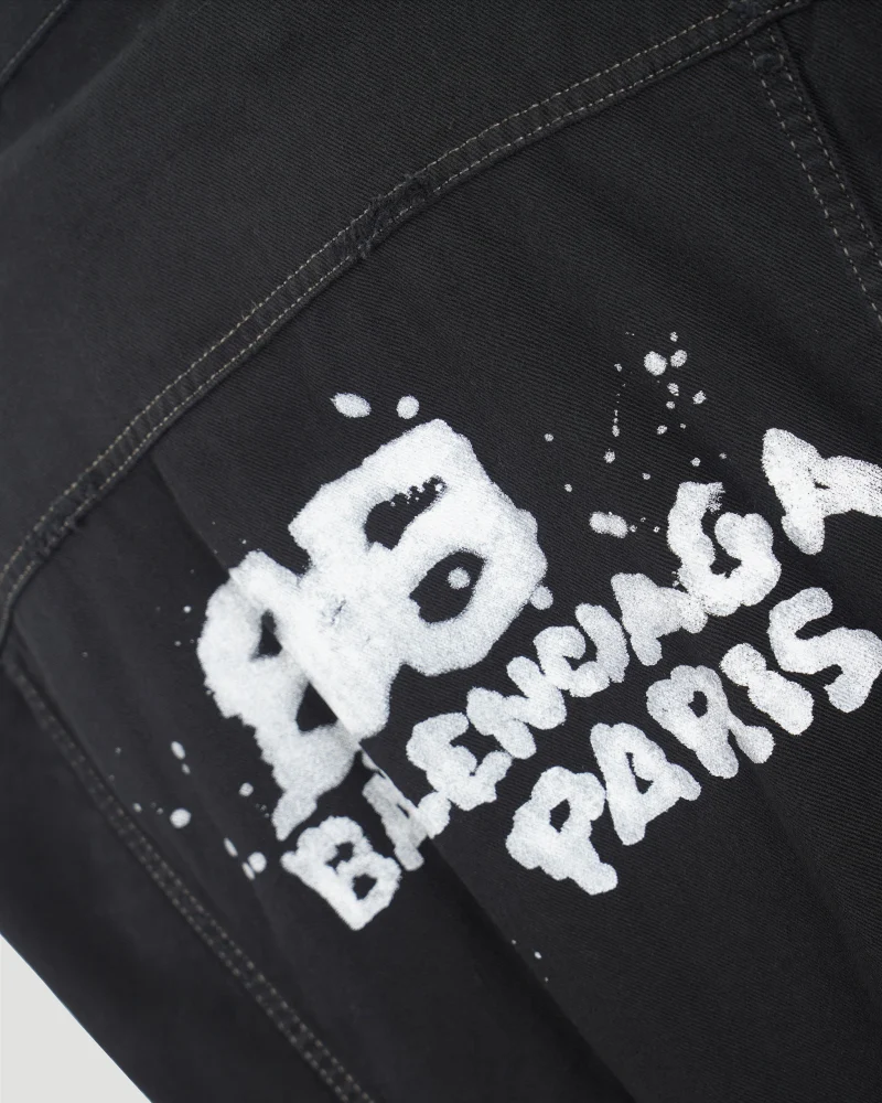 Hand Drawn BB Icon Oversized Jacket in Black — снимка 3