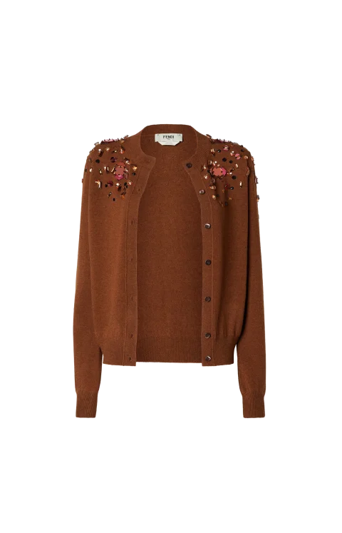 Rust FF Cashmere and Wool Cardigan — снимка 2