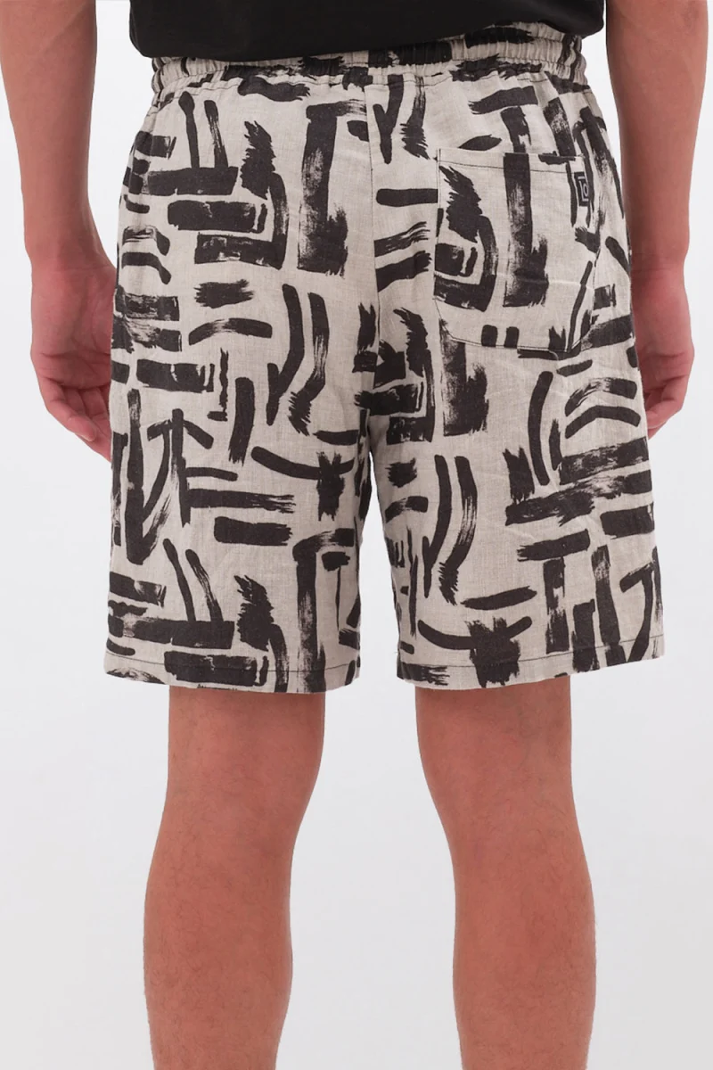 Бермуда Abstract Printed Linen DLMB000115 black — снимка 2
