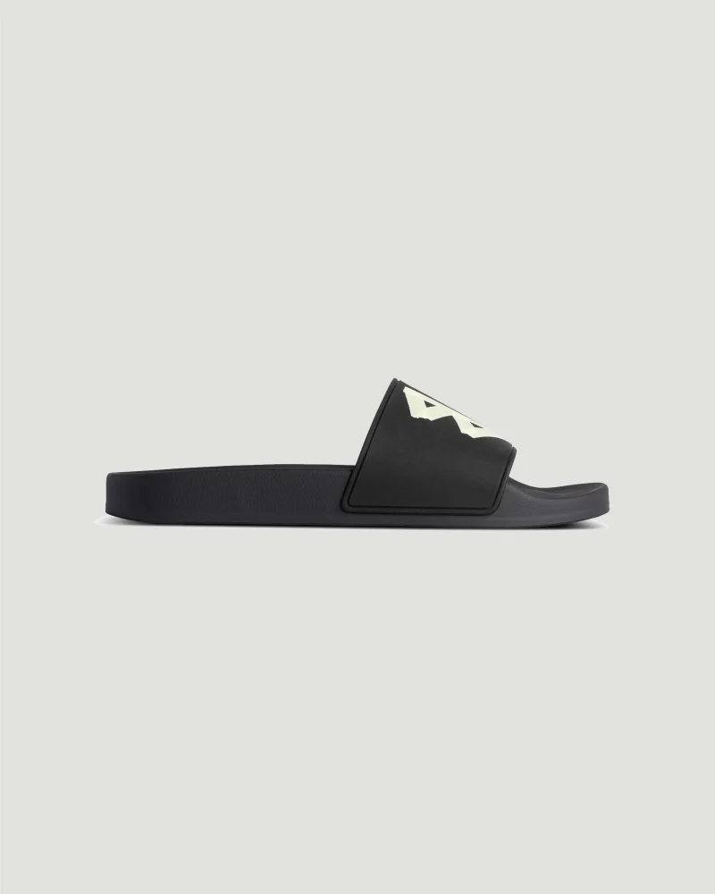 Pool Slide Sandal in Black and Yellow