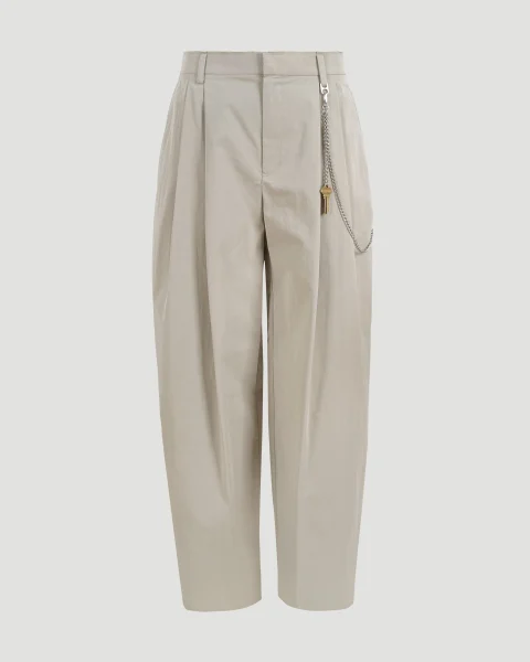Grey Cotton-Blend Balloon-Leg Pants