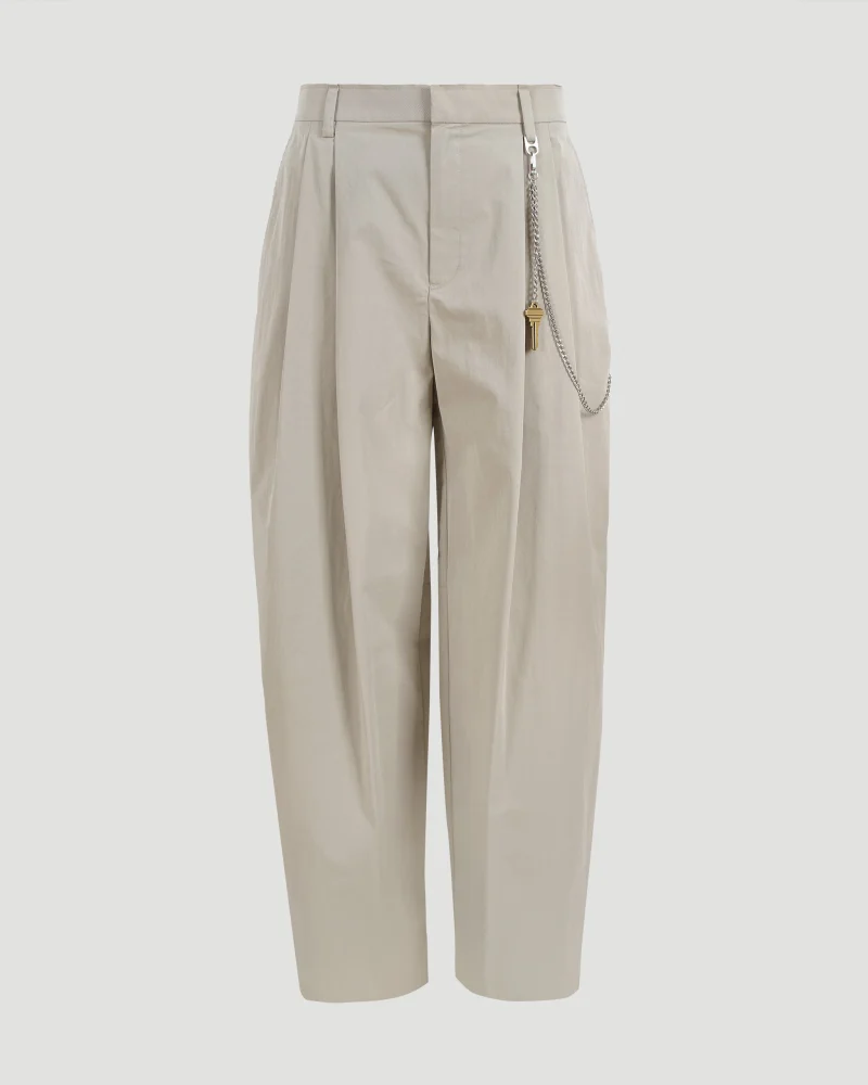 Grey Cotton-Blend Balloon-Leg Pants