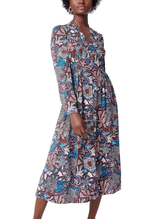 Рокли Dvf Erica L/S Dress DVFDL3Q002FLPWP B2362 floral patch wine pink