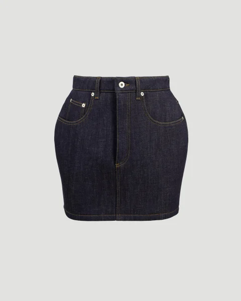 Curved Mini Skirt in Denim