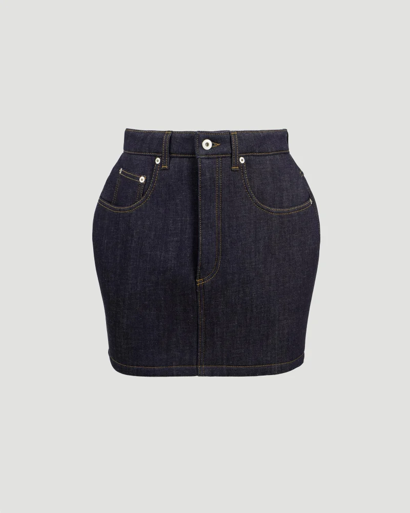 Curved Mini Skirt in Denim