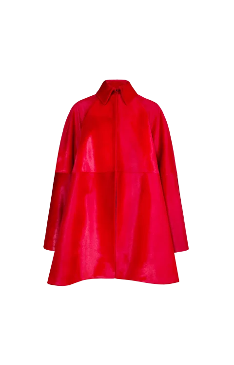 Pony Calfskin A-Line Coat