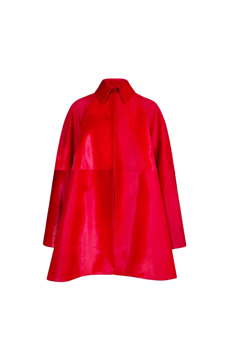 Pony Calfskin A-Line Coat