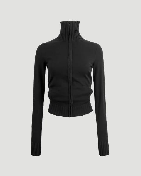 BB Paris Icon Knotted Fitted Zip-Up Jacket in Black