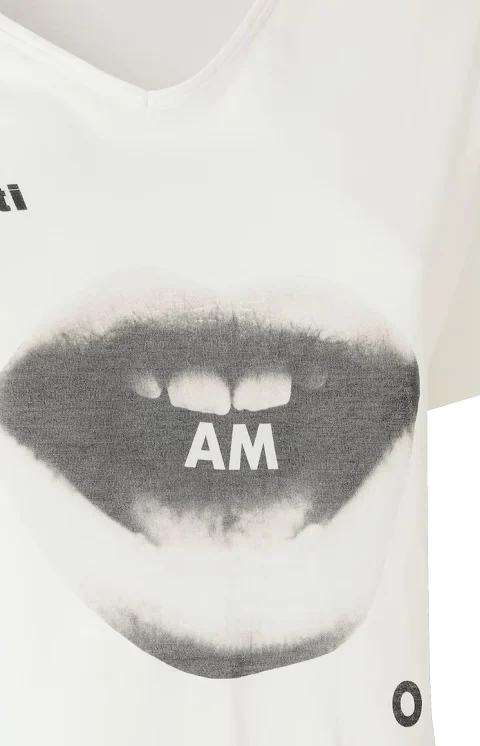 Ivory Jersey T-Shirt with Ti Amo Print — снимка 2