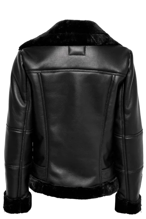 Яке Onlagnete Fauxleather Bonded Biker 15260002 C-N10 black — снимка 2