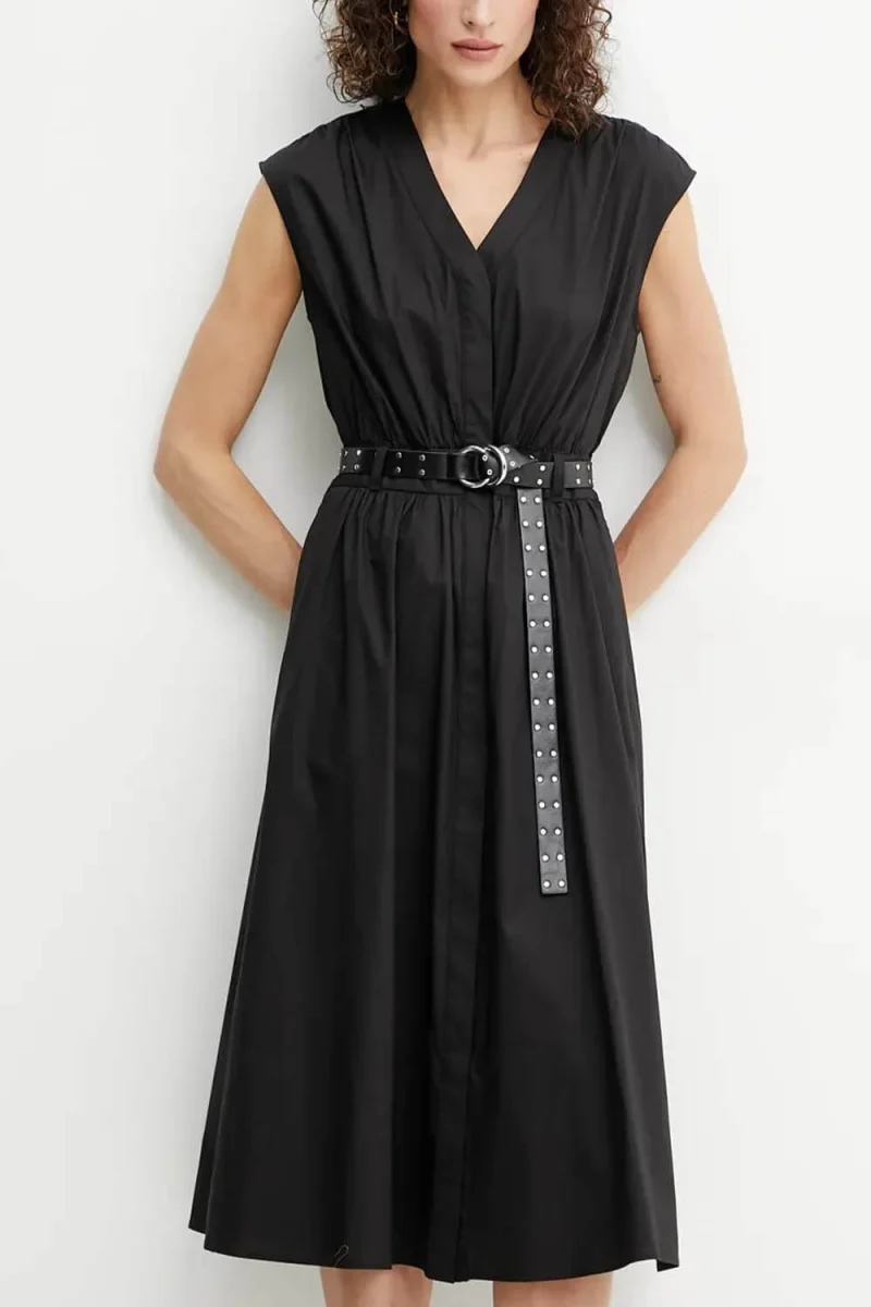 Рокля Cotton Poplin Midi Drs MS5830KF4C 001 black — снимка 2