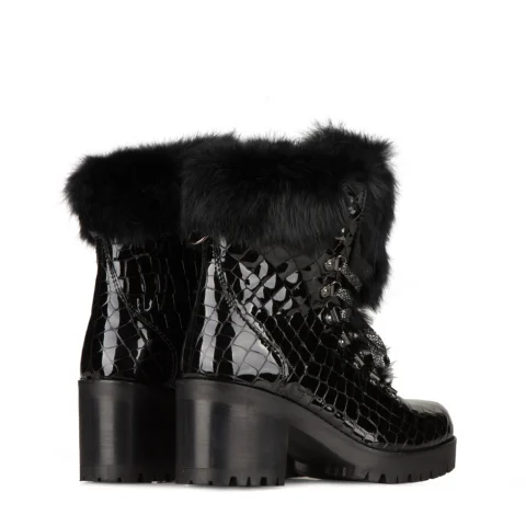 Дамски черни боти пух New Italia Shoes — снимка 8
