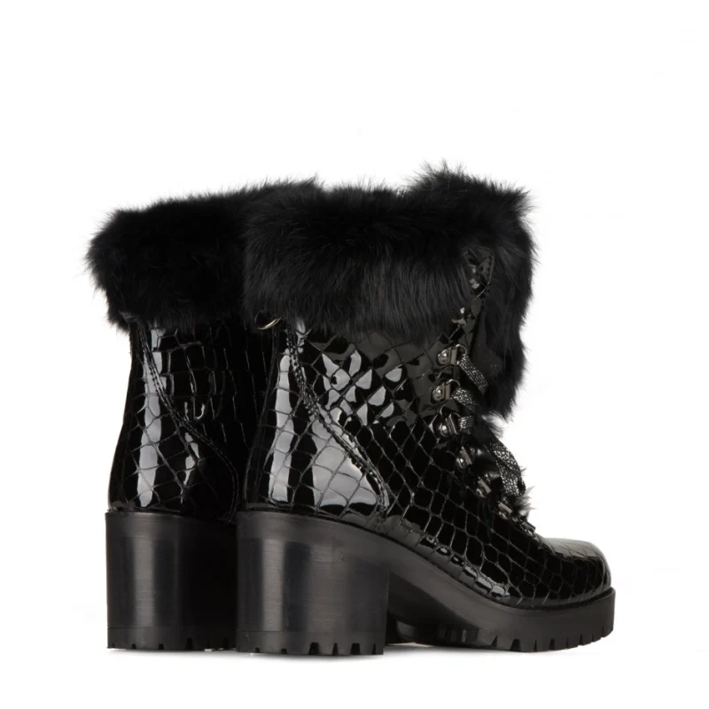 Дамски черни боти пух New Italia Shoes — снимка 8