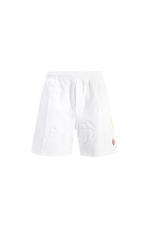 White Towelling Monogram Shorts