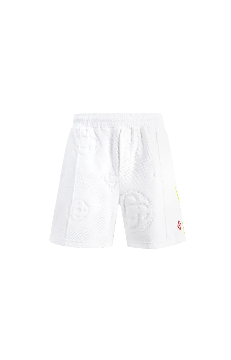 White Towelling Monogram Shorts