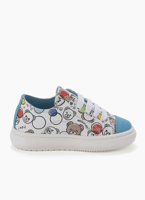 Кожени кецове с принт Moschino Kids — снимка 4