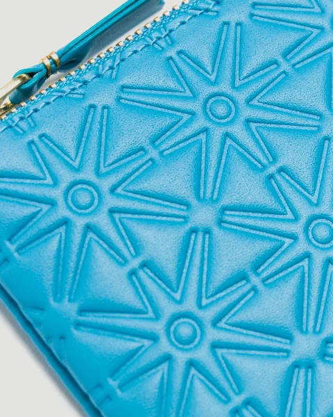 Embossed Leather Line Wallet in Blue — снимка 3