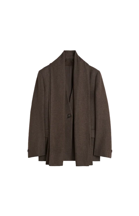 Scarf Lapel Blazer in Taupe Melange