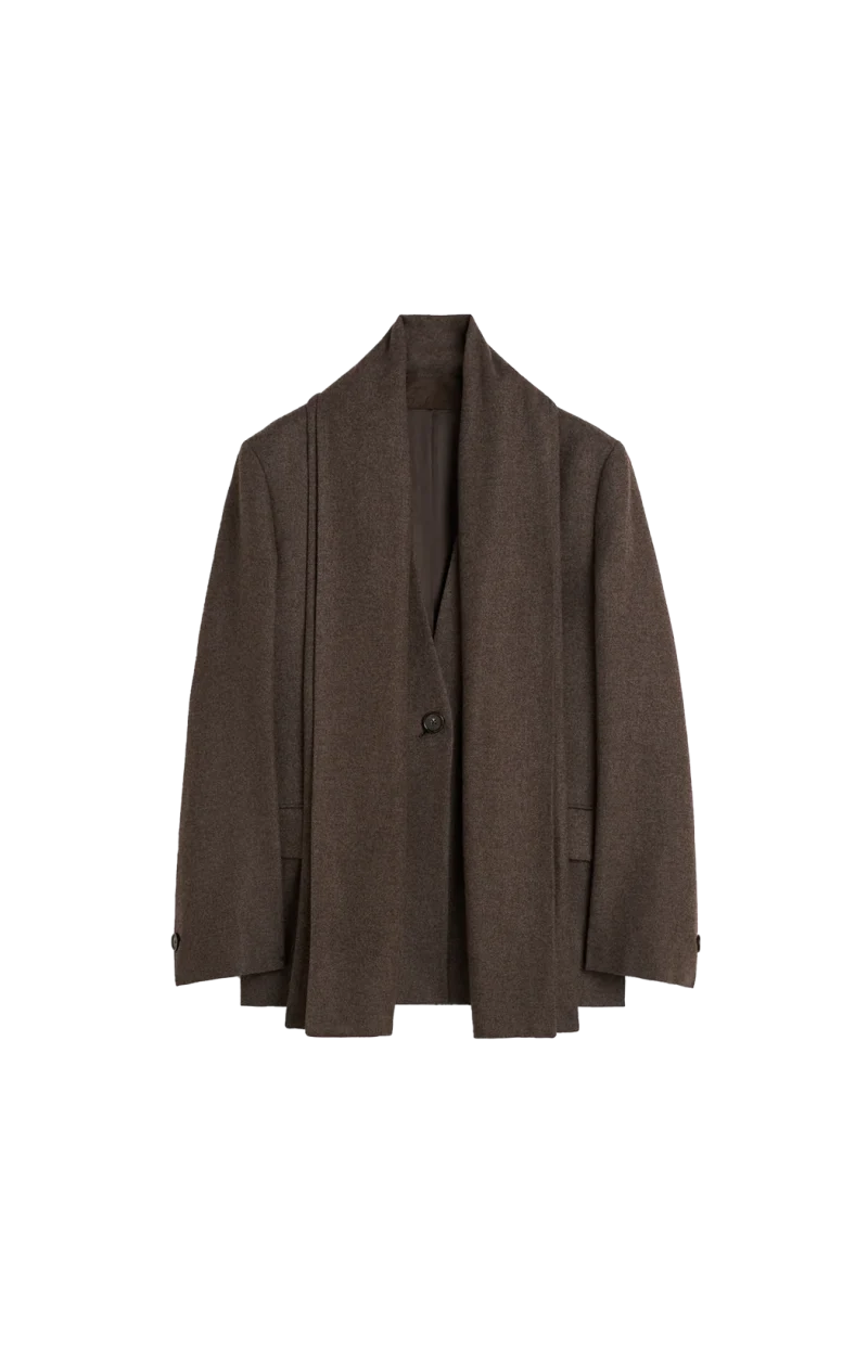 Scarf Lapel Blazer in Taupe Melange