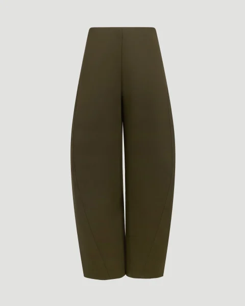 Double Cotton Round Pants in Dark Green — снимка 2