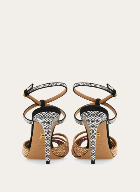 Сандали на ток с декоративни кристали Ferragamo — снимка 4
